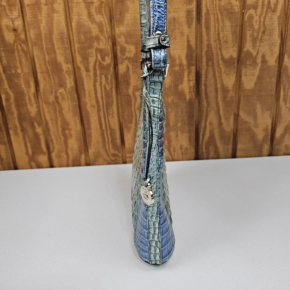 Brahmin Katie Arctic Blue Ombre Croc Melbourne Crossbody Bag Purse w/ Dustbag